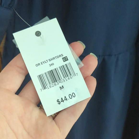 NWT Ophelia Roe Navy Collared Ruffle Dress Size M - Picture 8 of 8